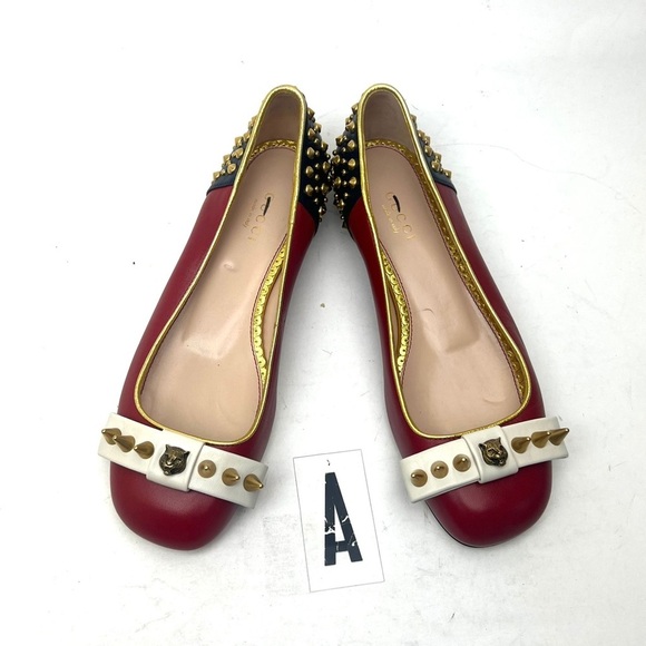 GUCCI Lexi Studded Square Toe Flat sz 4.5 adults or big girls - Picture 3 of 15